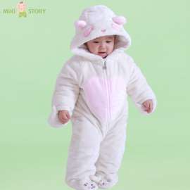 mikistory2015年新款婴幼秋冬季纯棉卫衣料哈衣 婴幼儿外出连身衣