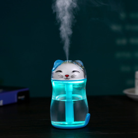 新款招财猫加湿器 迷你水晶夜灯 静音办公空气净化器 加湿器