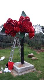 仿真植物雕塑系列 厂家推出玻璃钢大红花雕塑工艺品